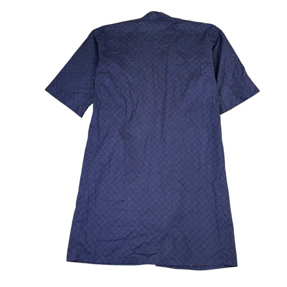 Christian Dior Monsieur Vintage Cotton Robe Blue Geometric Medallion One Size